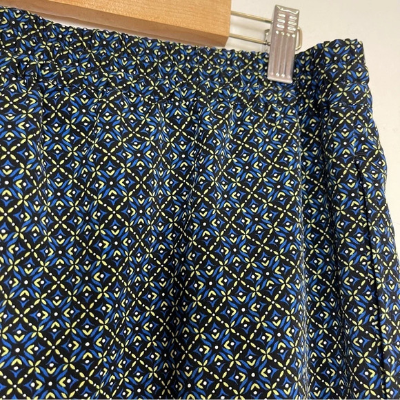 Talbots Pants Womens Size 10 Navy Blue Yellow Pattern Pant Pull On Drawstring - Picture 7 of 14